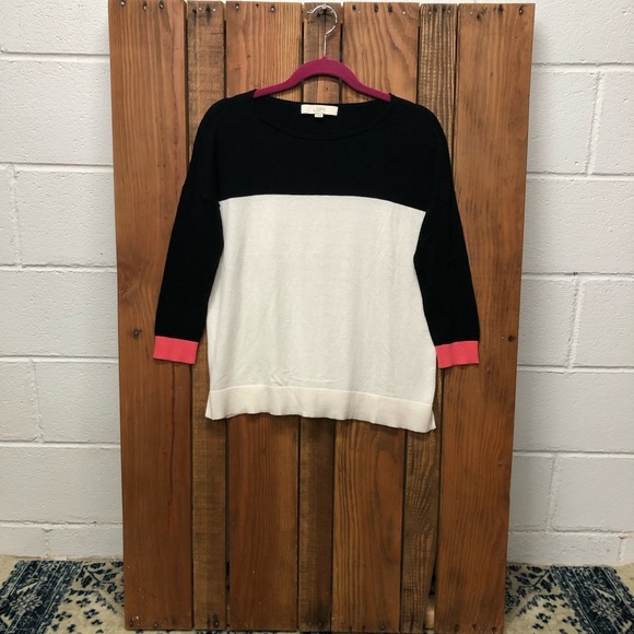 Loft size extra small pink white black sweater - Picture 2 of 7